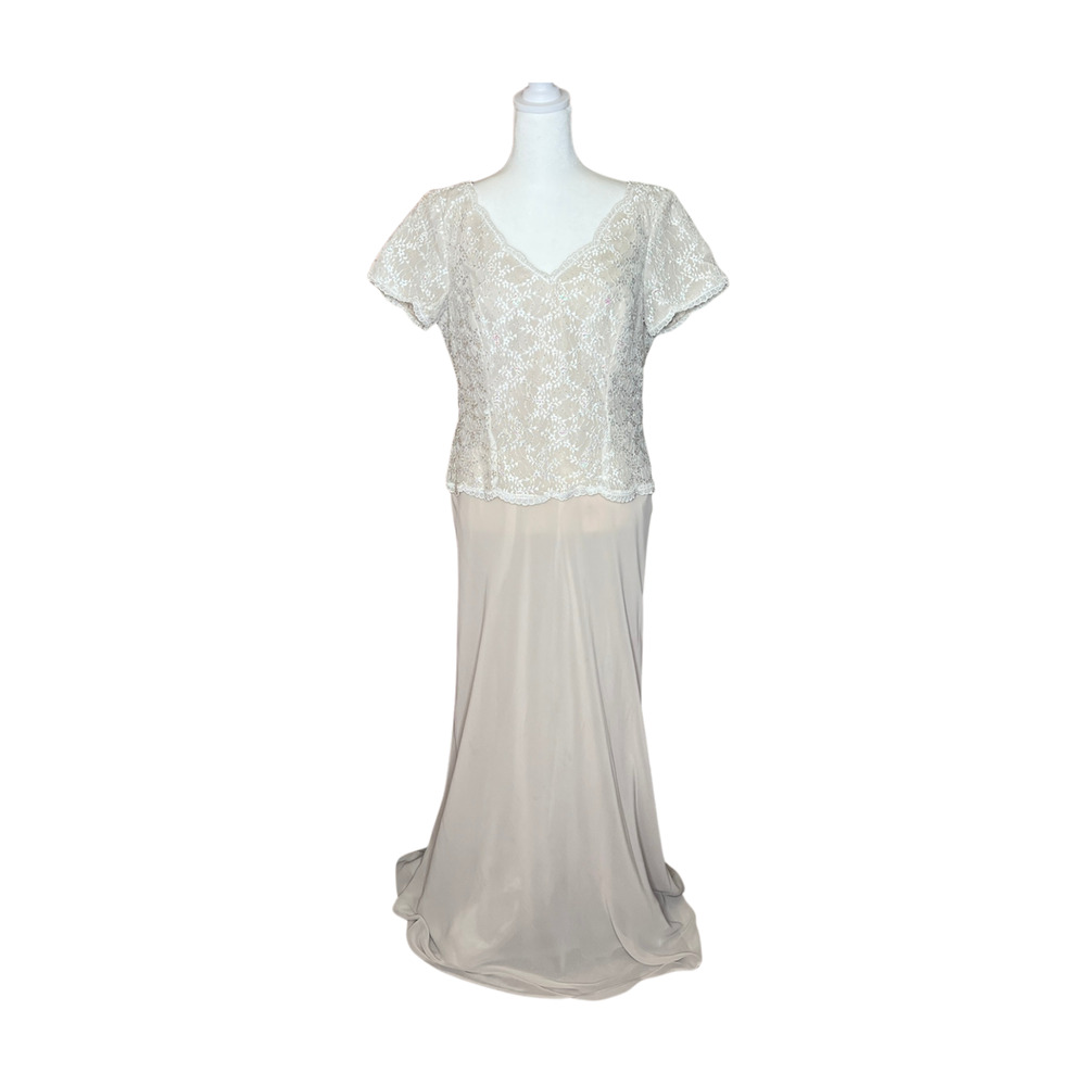 Vtg 90s Chadwick's Dress 10 Ivory Beaded Lace Formal Wedding Timeless Classic